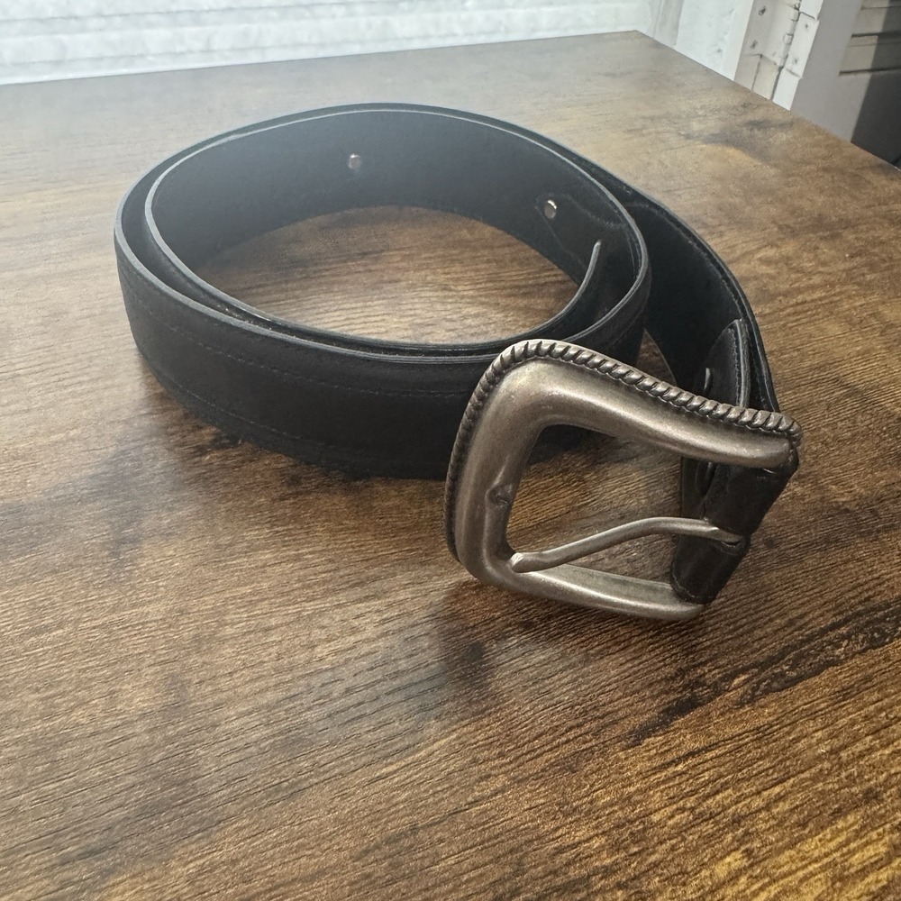 Resistol 43010 Black/ Brown Leather Belt Adjustable 36/90 With Pewter Buckle